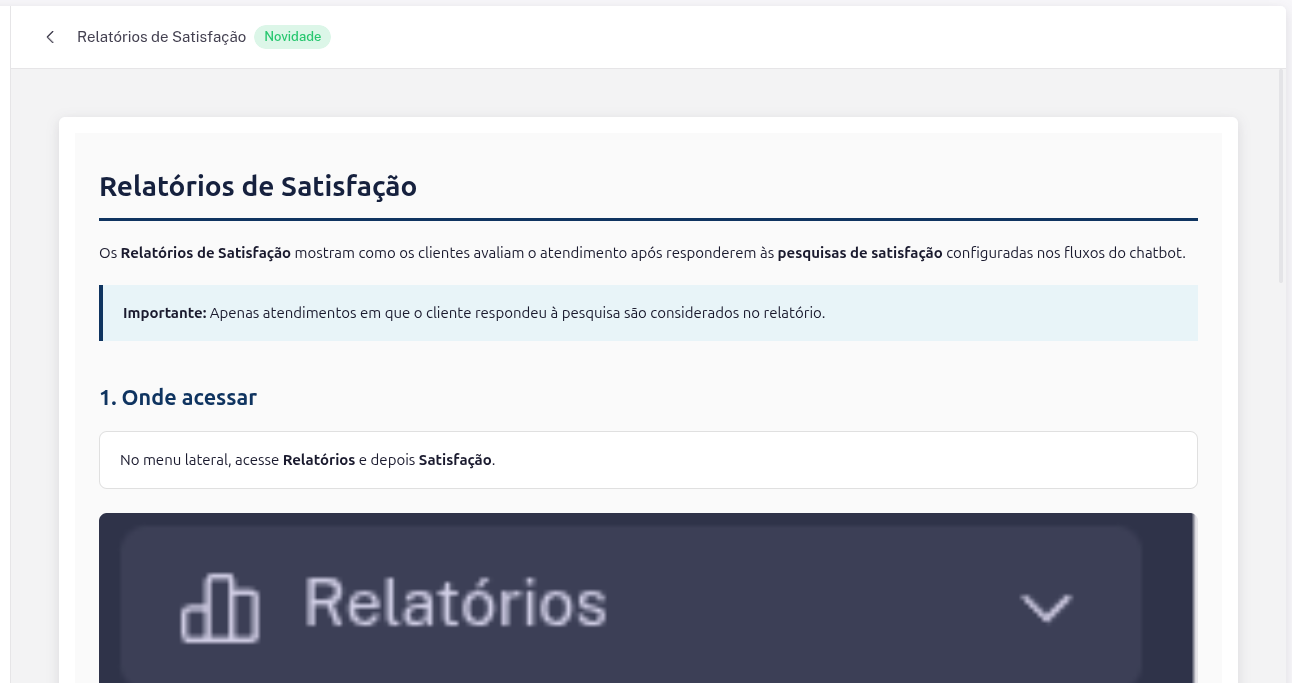 Painel de visualização de um informativo com título, tipo e mensagem
