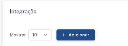 Botão Adicionar na página de Integrações