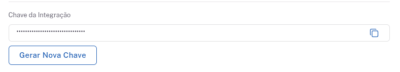 Botão Gerar Chave na lista de integrações