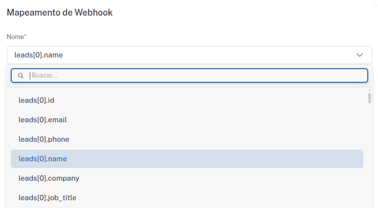 Seleção de campo para mapeamento