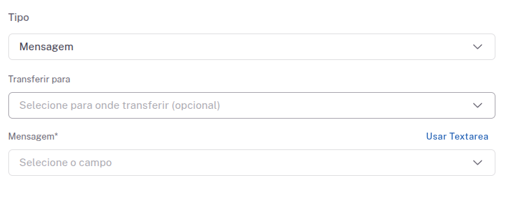 Configuração do tipo Mensagem